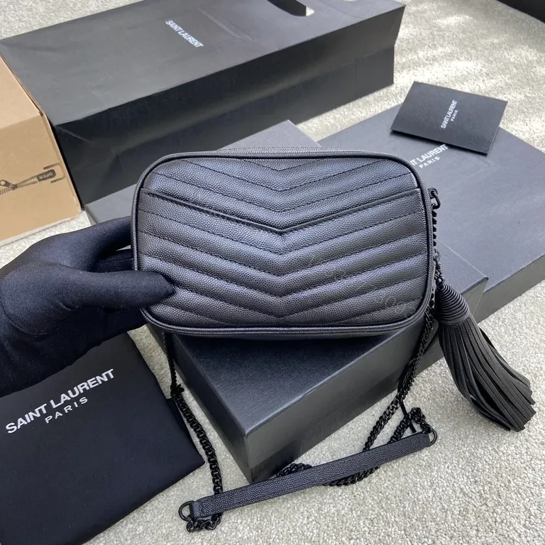 View 9 of Structured Quilted Calfskin Crossbody â€” YSL Monogram, City-Ready Crossbody Bag