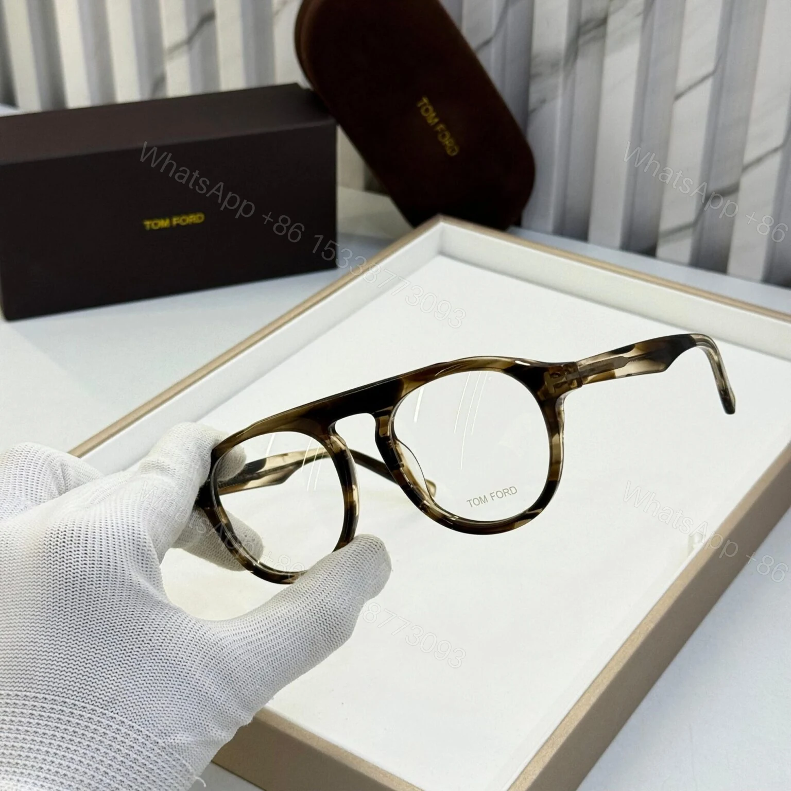 View 2 of Tomford Round Eyeglass Unisex Black