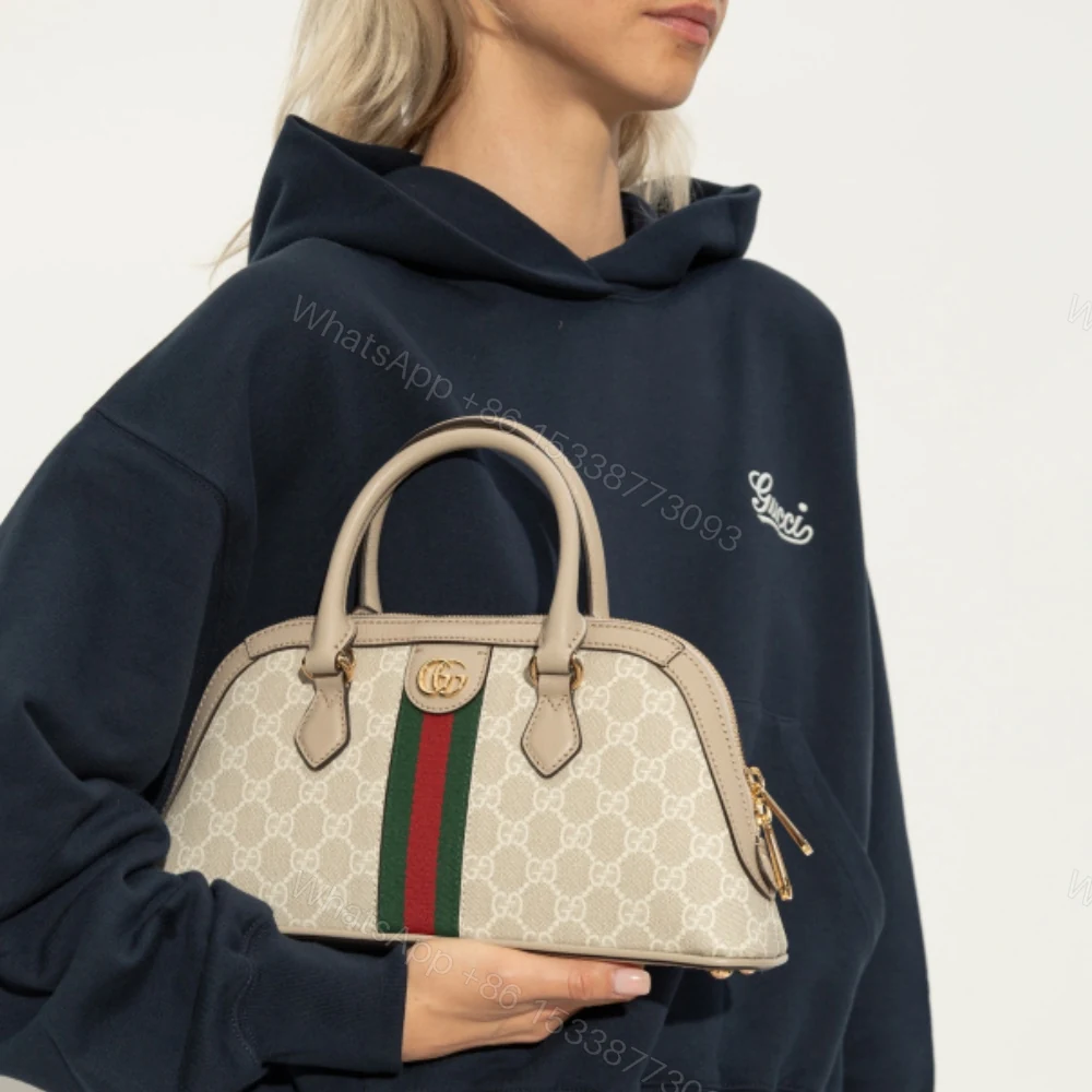 View 3 of Gucci Ophidia Small Top Handle Bag Beige And White 30Cm