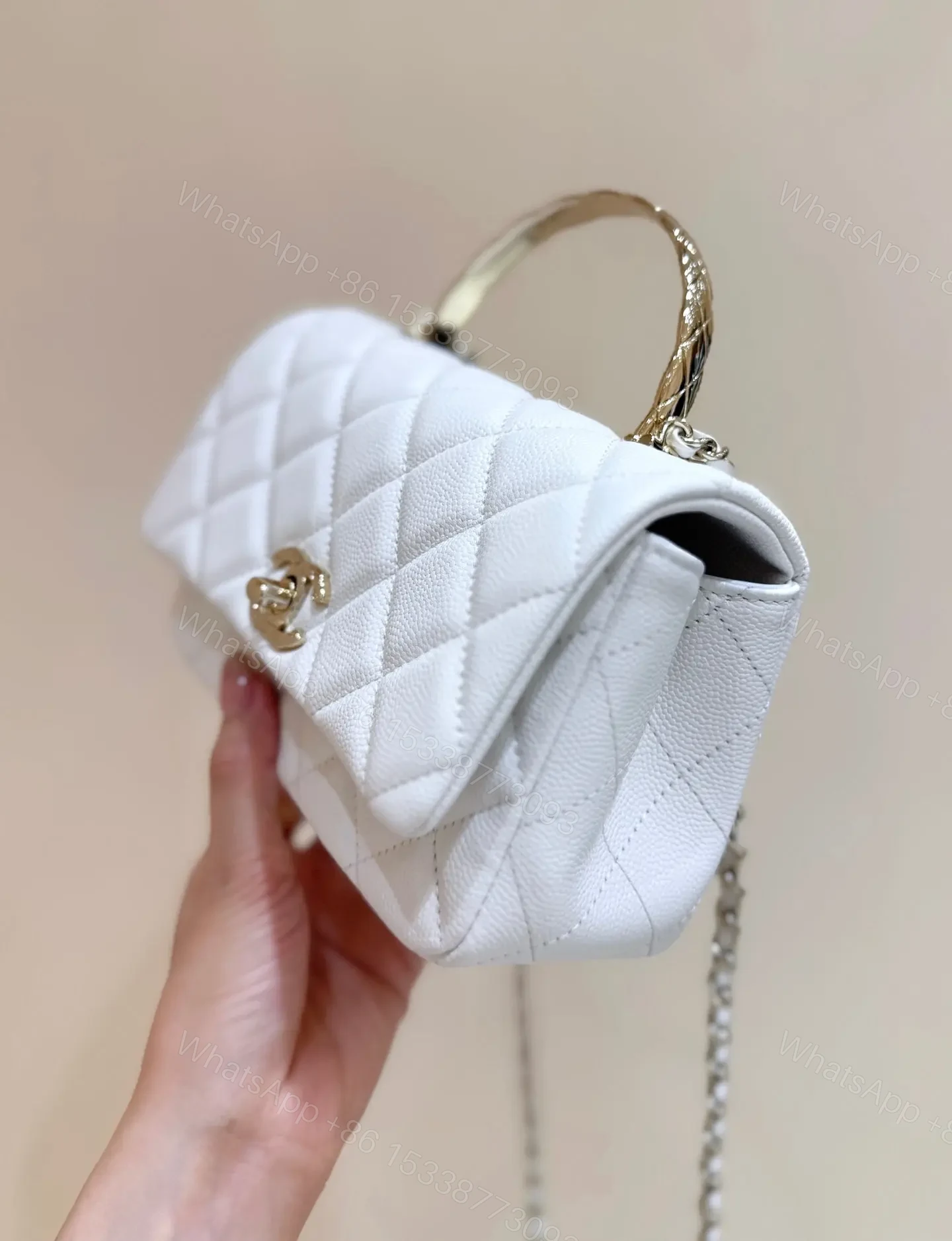 View 2 of Chanel Nano Coco White Handle bag Gold Hardware