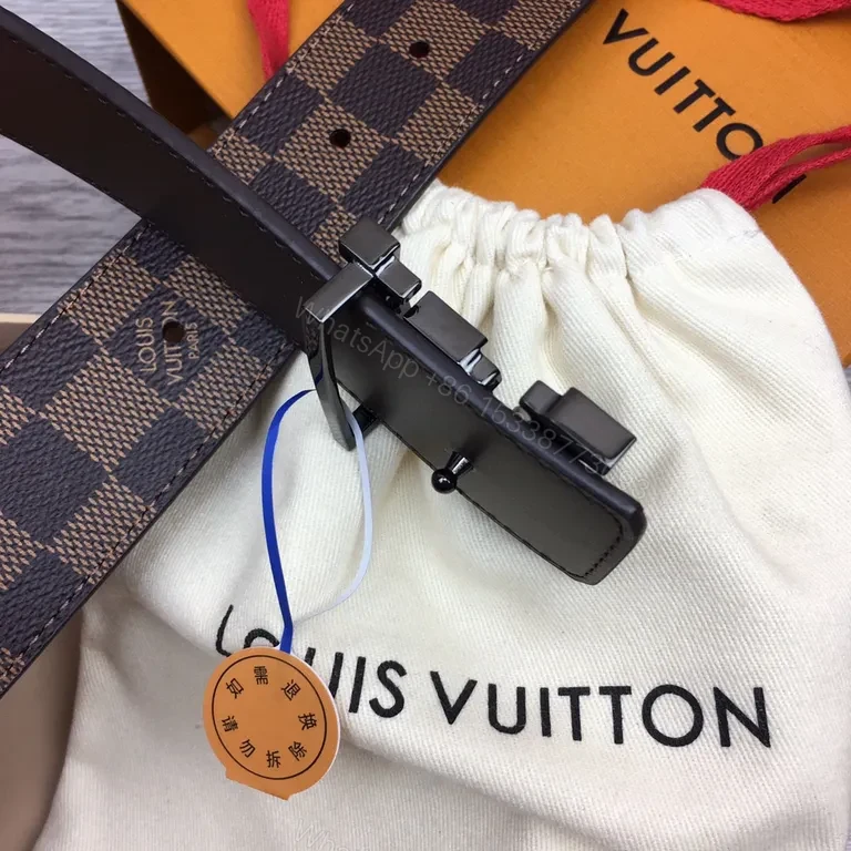 View 8 of Damier Ebony Belt: Premium LV Canvas, Matte Buckle, Adjustable