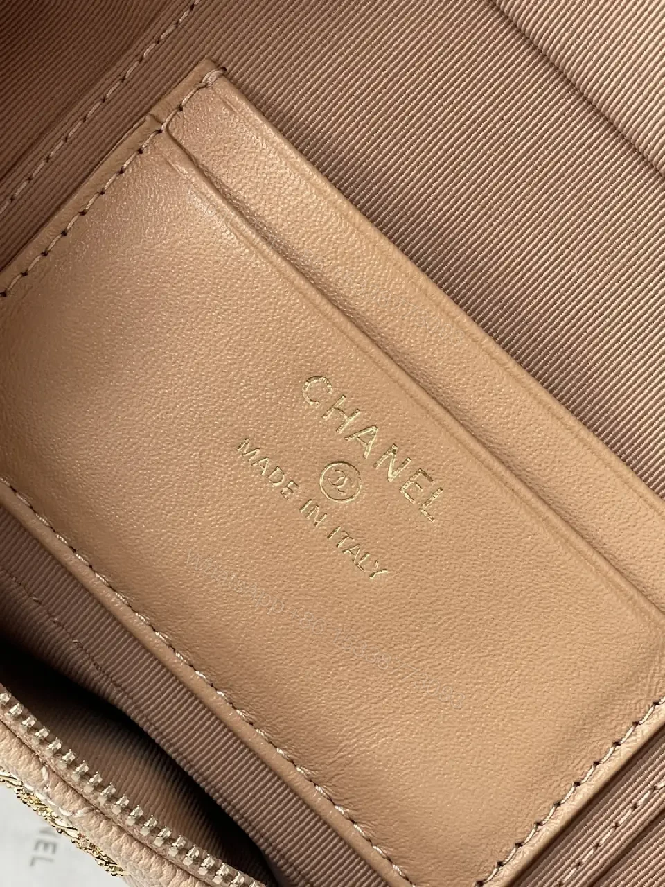 View 12 of Taupe Quilted Crossbody: Lambskin, Gold Chain, Classic Glamour