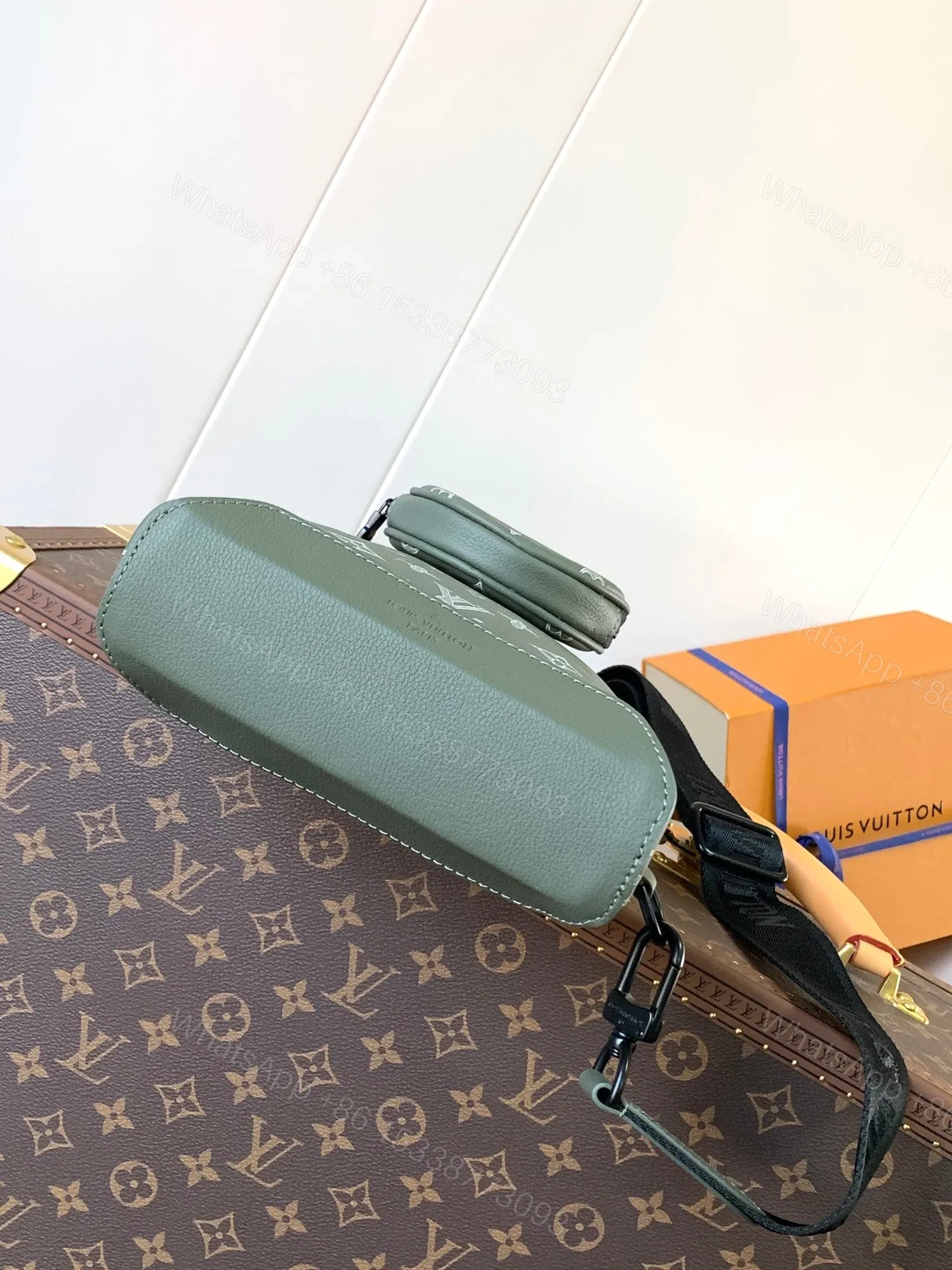 View 6 of LV DUO CROSSBAG BAG 42 IN GREEN AND WHITE MONOGRAM SHADOW COWHIDE
