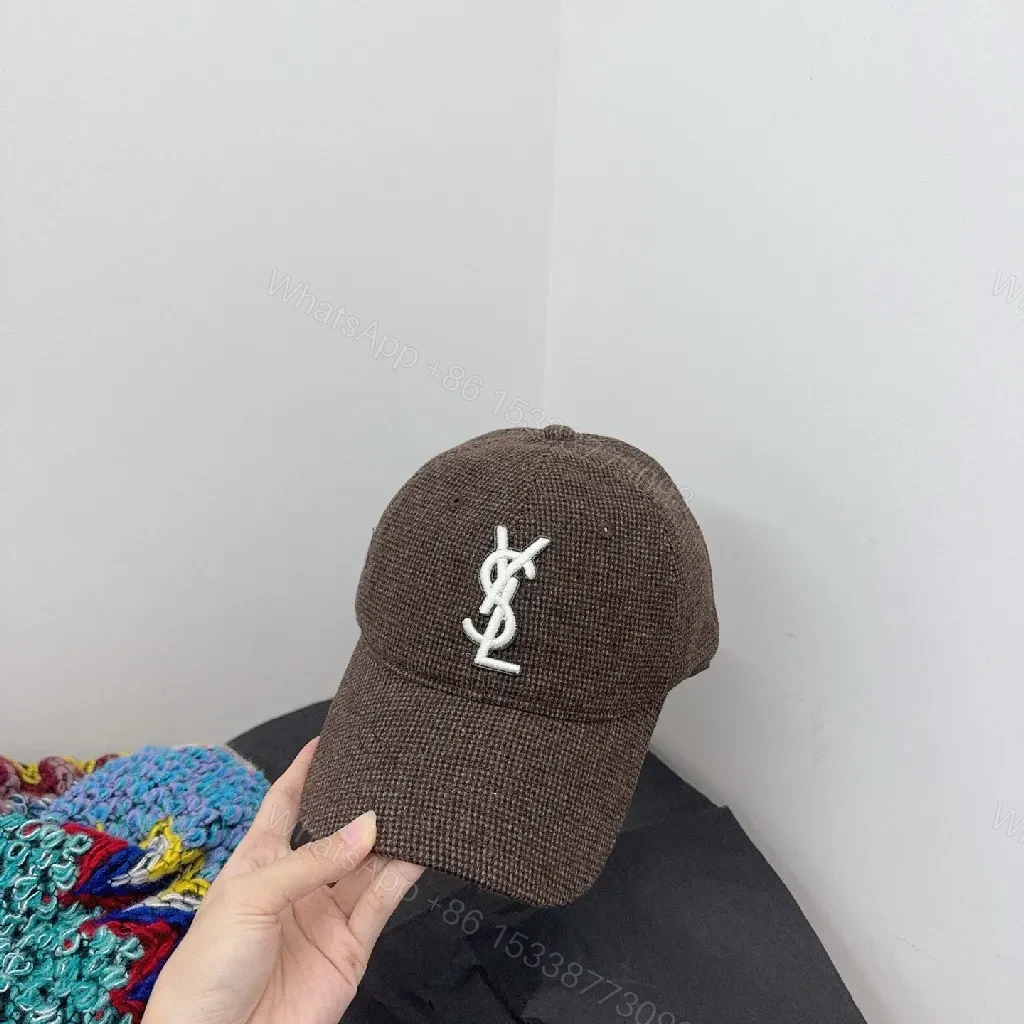 Bruised Brown Wool-Blend Cap: Subtle Designer Monogram Cap — view 1