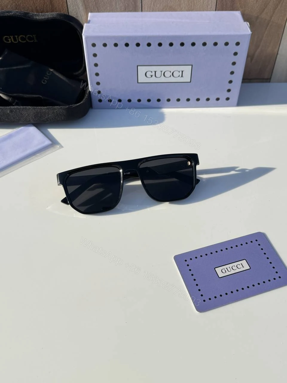 View 2 of First Copy Gucci 1669 Black Gold Sunglasses