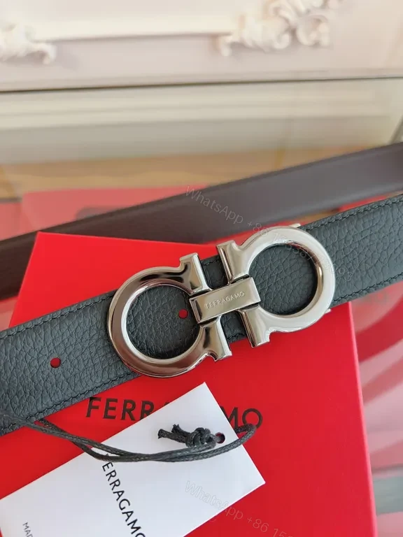 View 3 of Bold Leather Belt with Interlocking Hardware