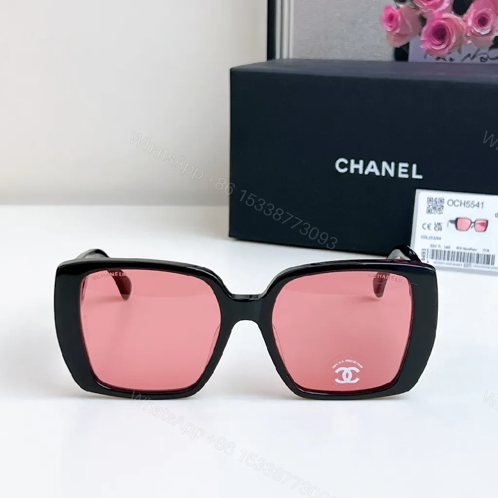 View 2 of Pink Accent Square Sunglasses – Glossy Acetate, UV 100%
