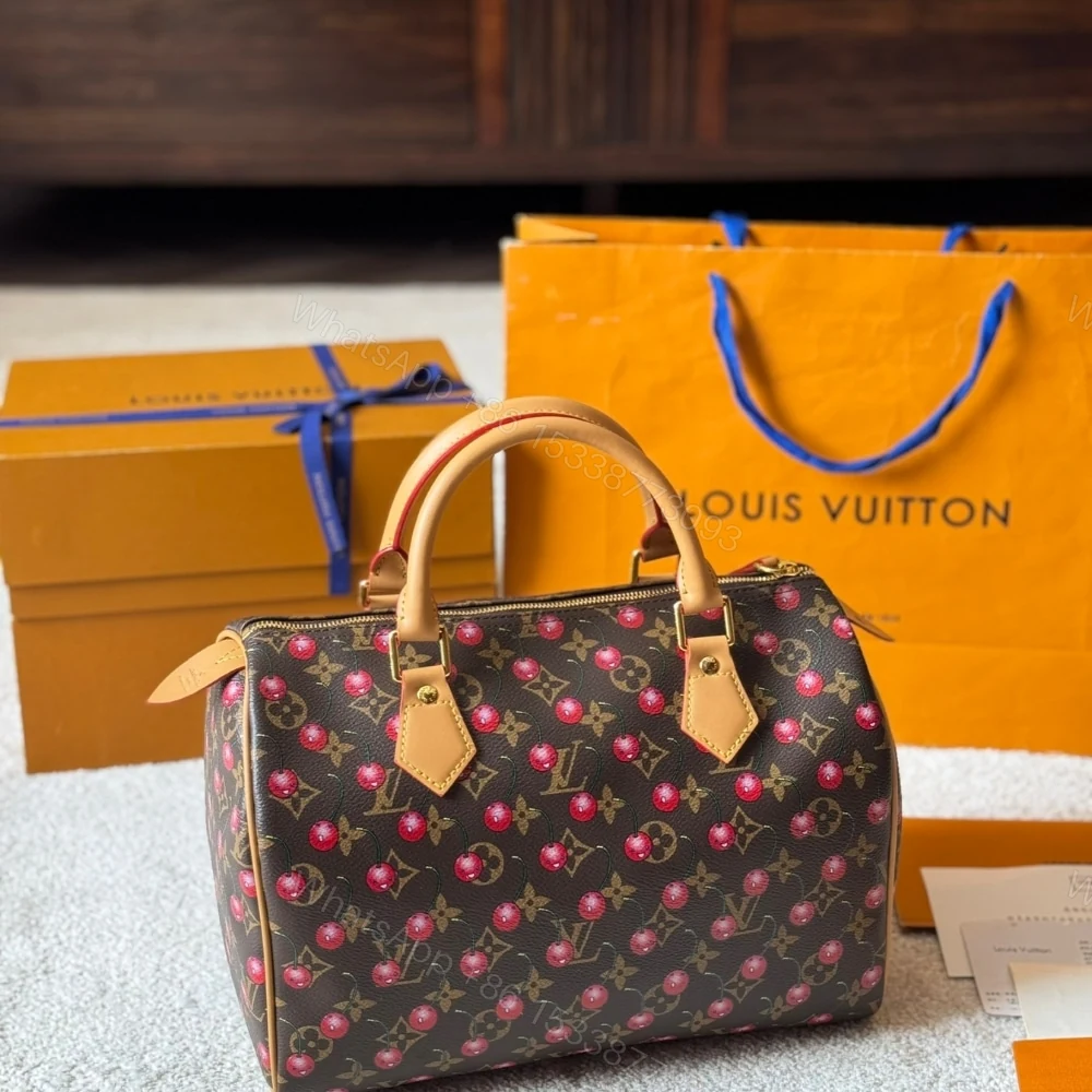 View 2 of Louis Vuitton X Takashi Murakami Monogram Cerise Speedy 25 Gold Hardware Brown 25Cm