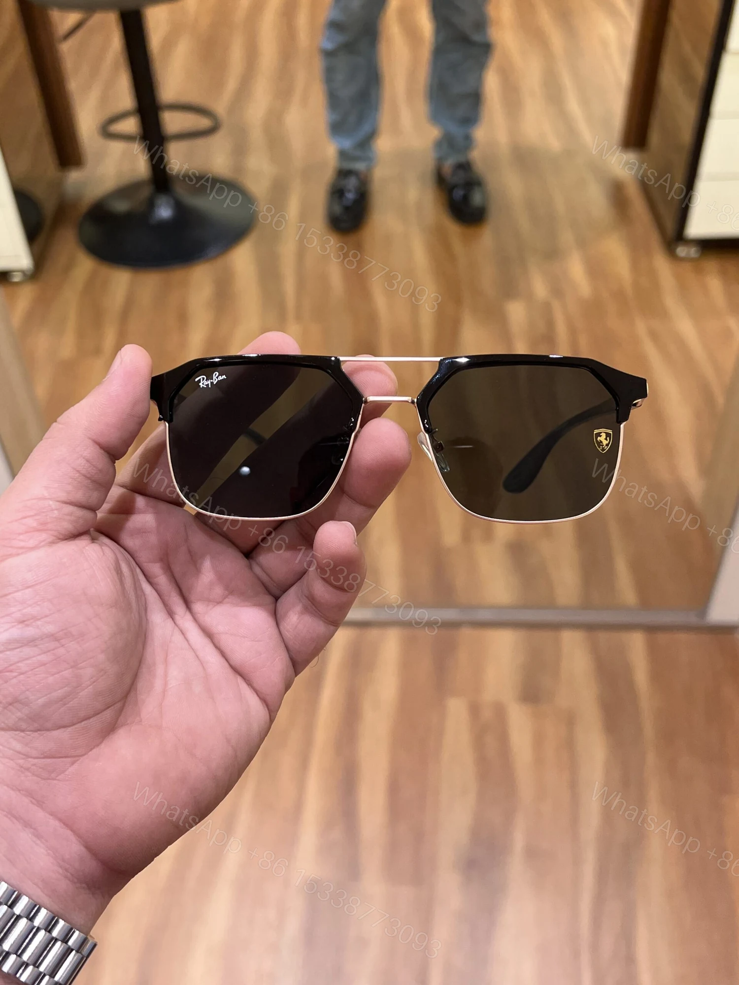 First Copy RayBan 04 Gold Green Premium Sunglasses UV Protected Luxury Eyewear — view 1