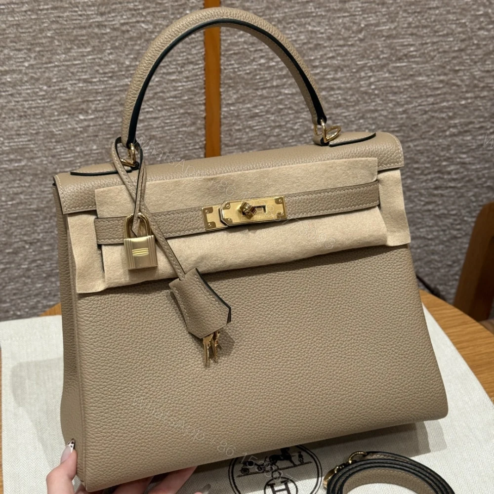 高仿Hermes*Kelly28系列H043230TCS2風衣灰金扣牛皮純手工 — view 1