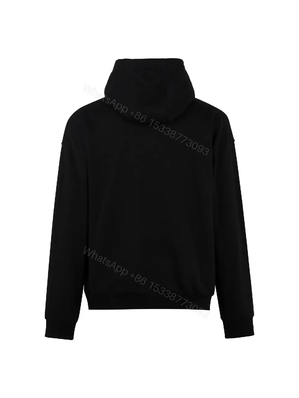 View 9 of Black Cotton Hoodie with Luxe Details, Minimalist Designer Style