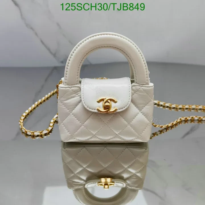 View 2 of Chanel Shiny Aged Calfskin Quilted Mini Nano Kelly Shopper in White CB1234