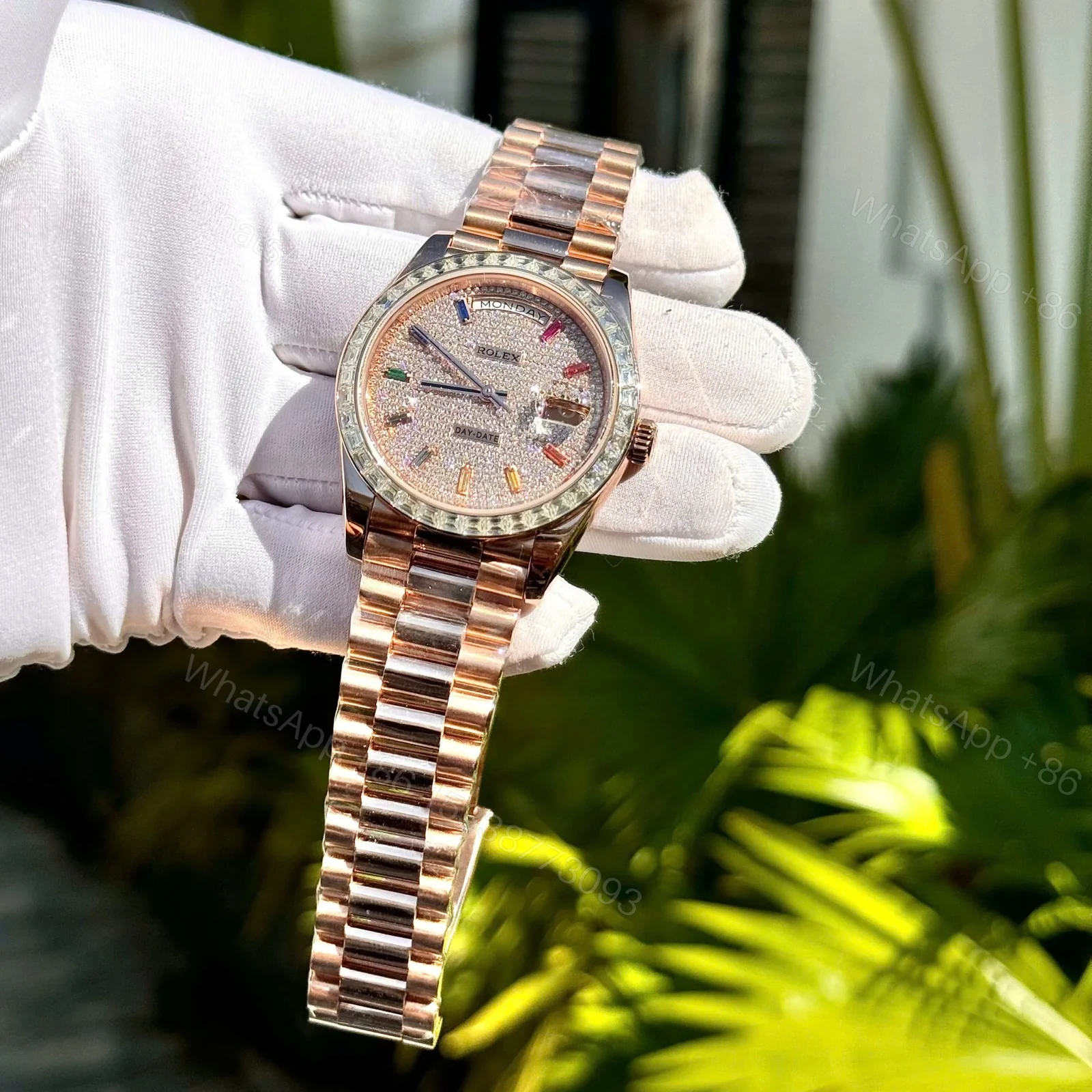 View 6 of Superclone Rolex Day-Date Diamond-Paved Dial 128395tbr-0008 36 mm