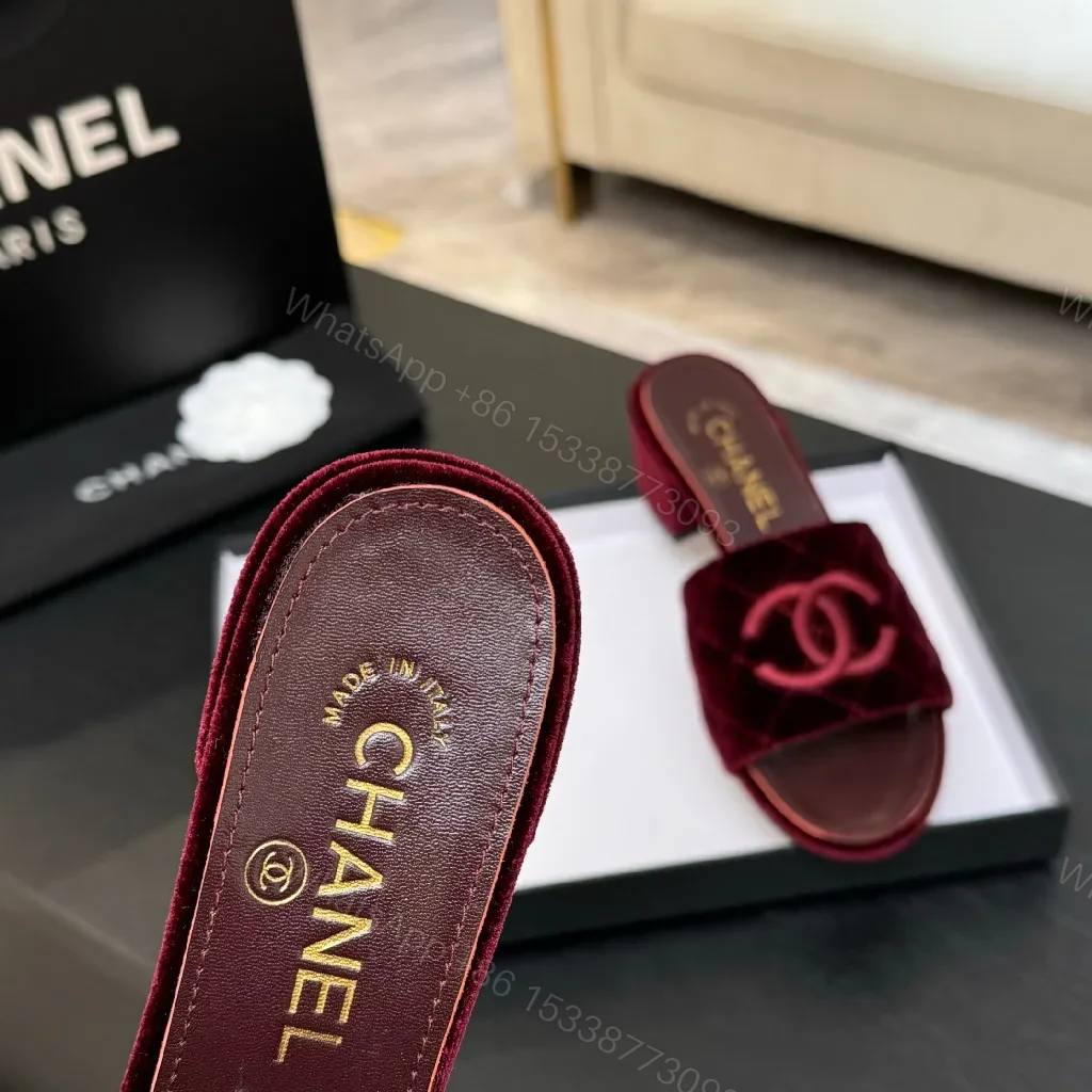 View 9 of Velvet Burgundy Mules: Luxe Quilted Open-Toe Comfort