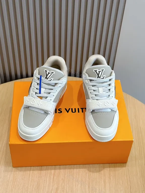 View 2 of White & Gray LV-Inspired Runner: Luxe Texture, Bold Details Sneaker