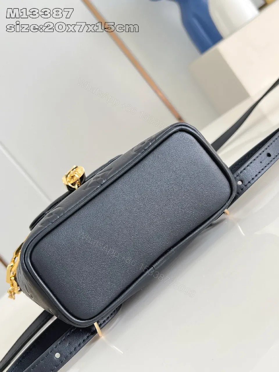 View 3 of Compact Monogram Mini Backpack: Gold Hardware, Vegan Leather, Everyday Luxe