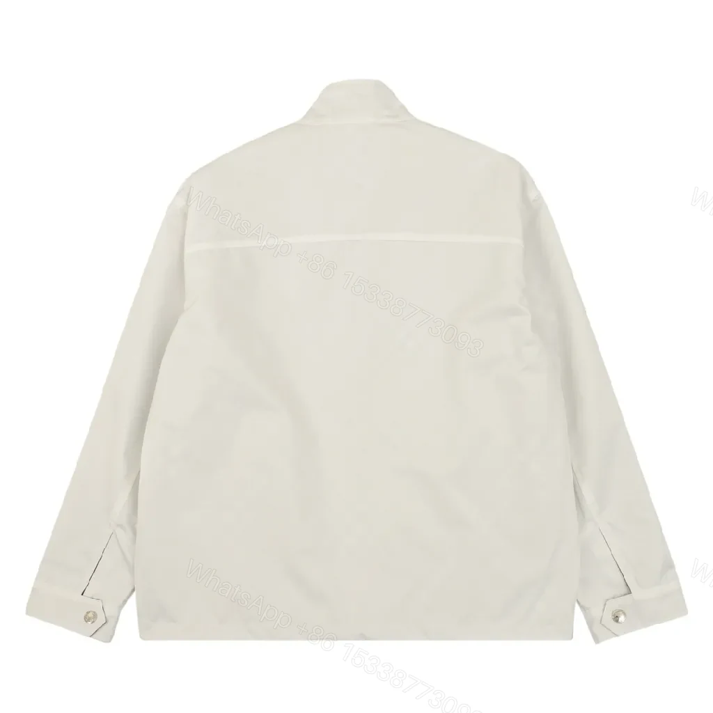 View 9 of Ivory Windbreaker: Minimalist Shell, Check Collar, Versatile Style