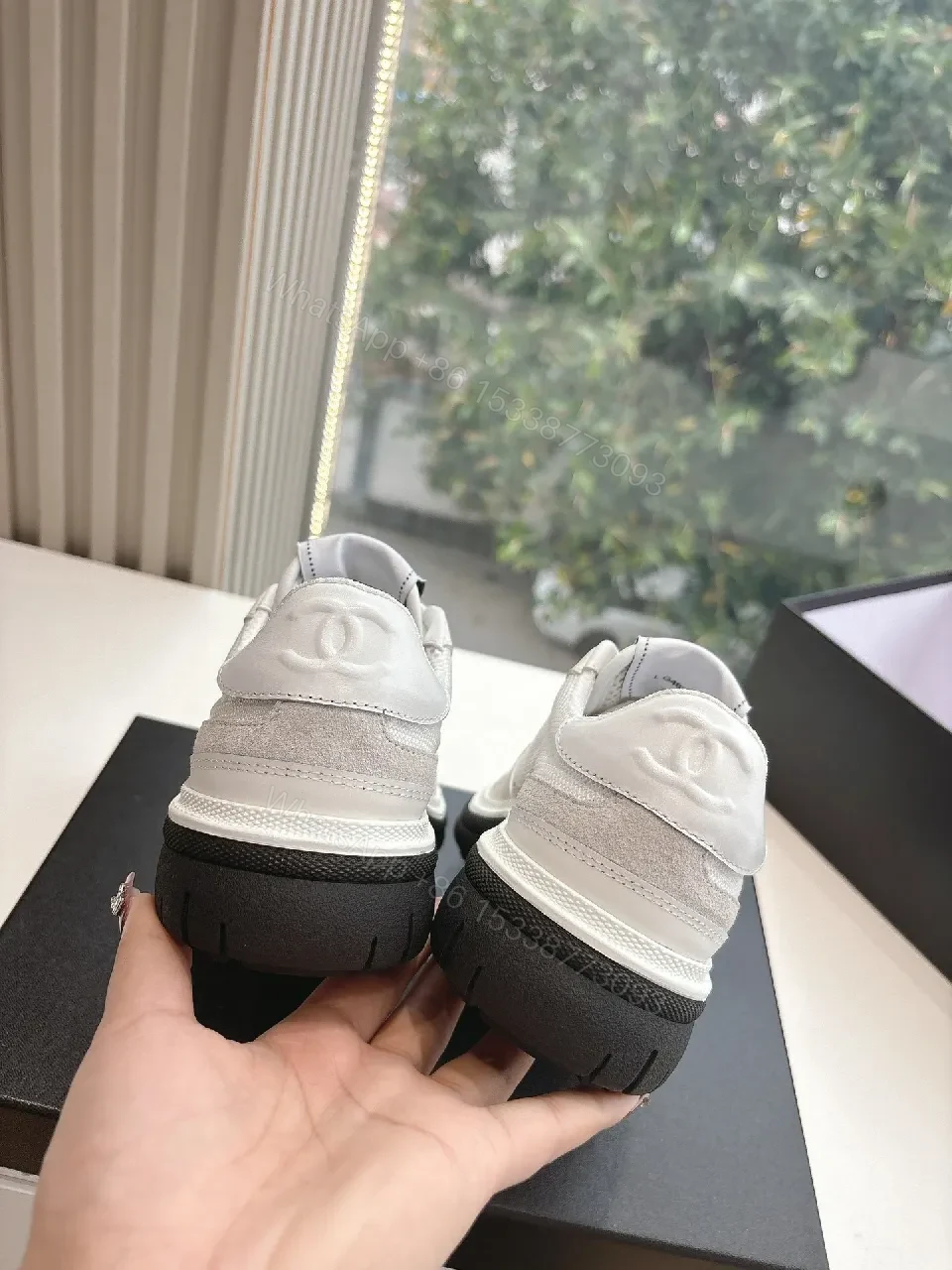 View 5 of White Luxe Sneaker: Premium Mesh, Classic Detailing, High-Top Style