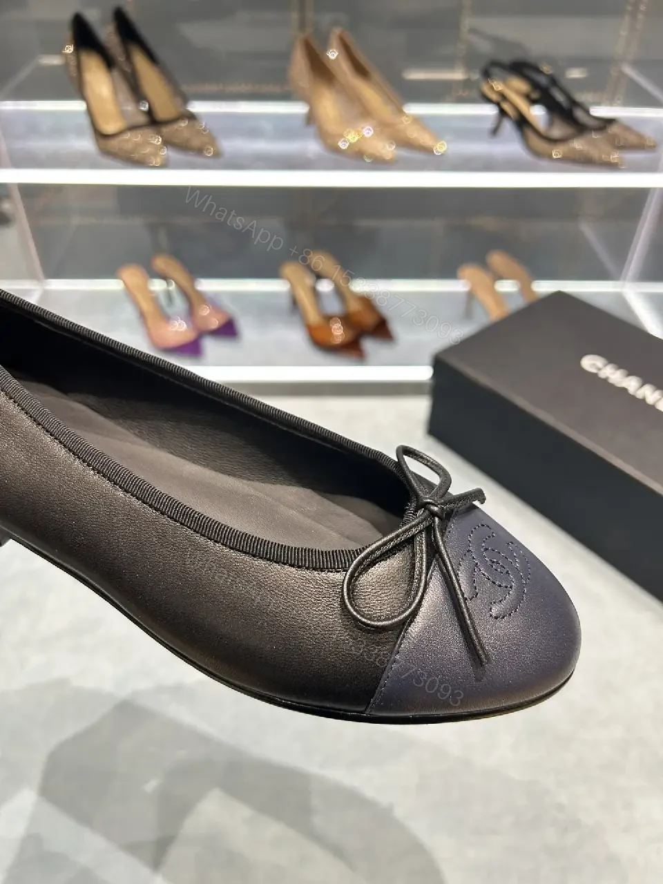 View 9 of Chic Leather Ballet Flats with Embossed Detail, All-Day Comfort