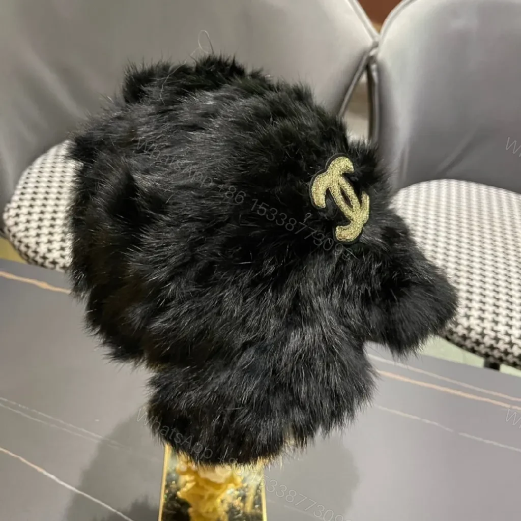 View 5 of Lux Fur-Trim Pom-Pom Bag Charm: Gold Emblem Accent