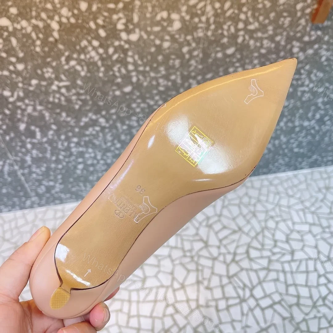 View 3 of Valentino Women Beige Leather Pointed Toe Pumps