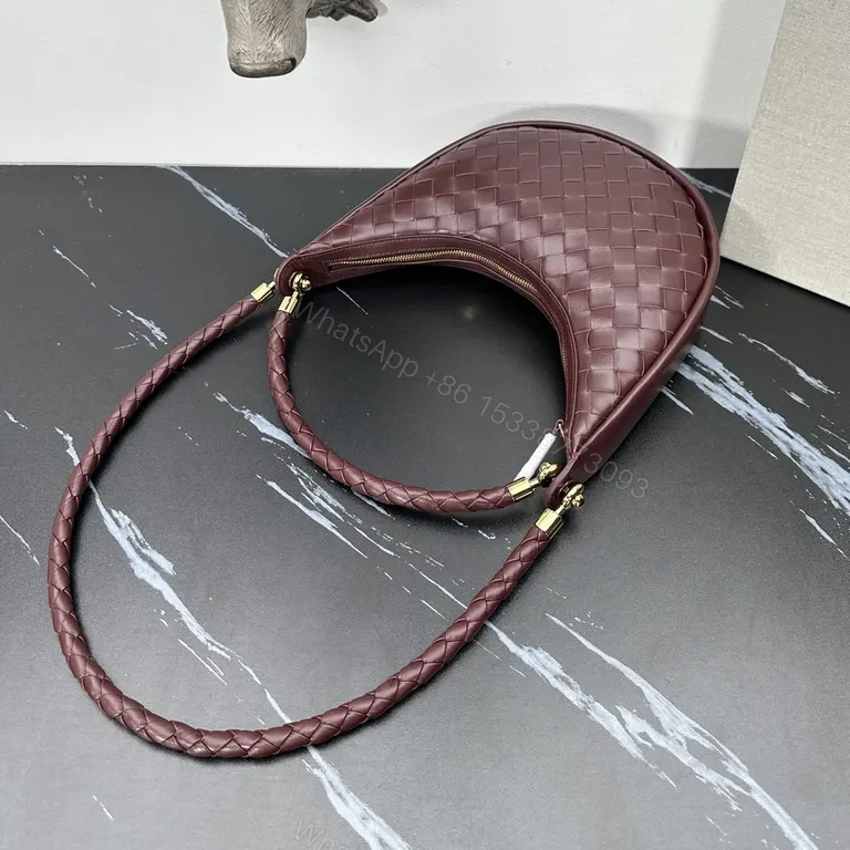 View 5 of Chic Bottega-Style Crescent Bag: Woven Leather, Compact Luxury