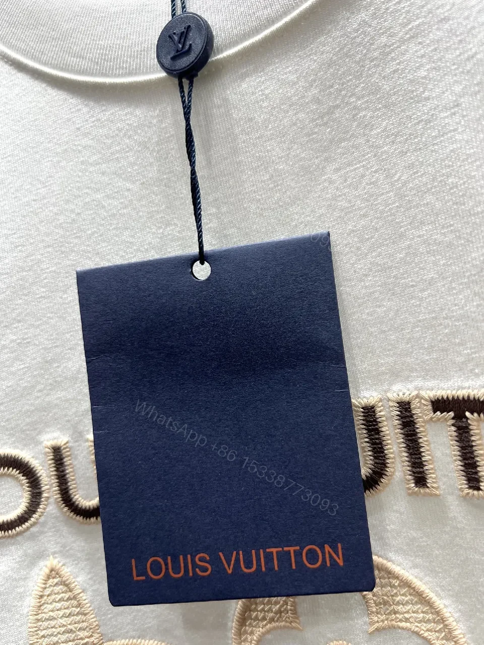 View 5 of White Embroidered Tee — Premium Cotton, Modern Icon, LV-inspired