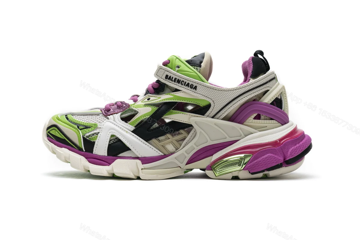 View 9 of Balenciaga Track 2 Sneaker White Green Pink 568615 W2GN3 9199