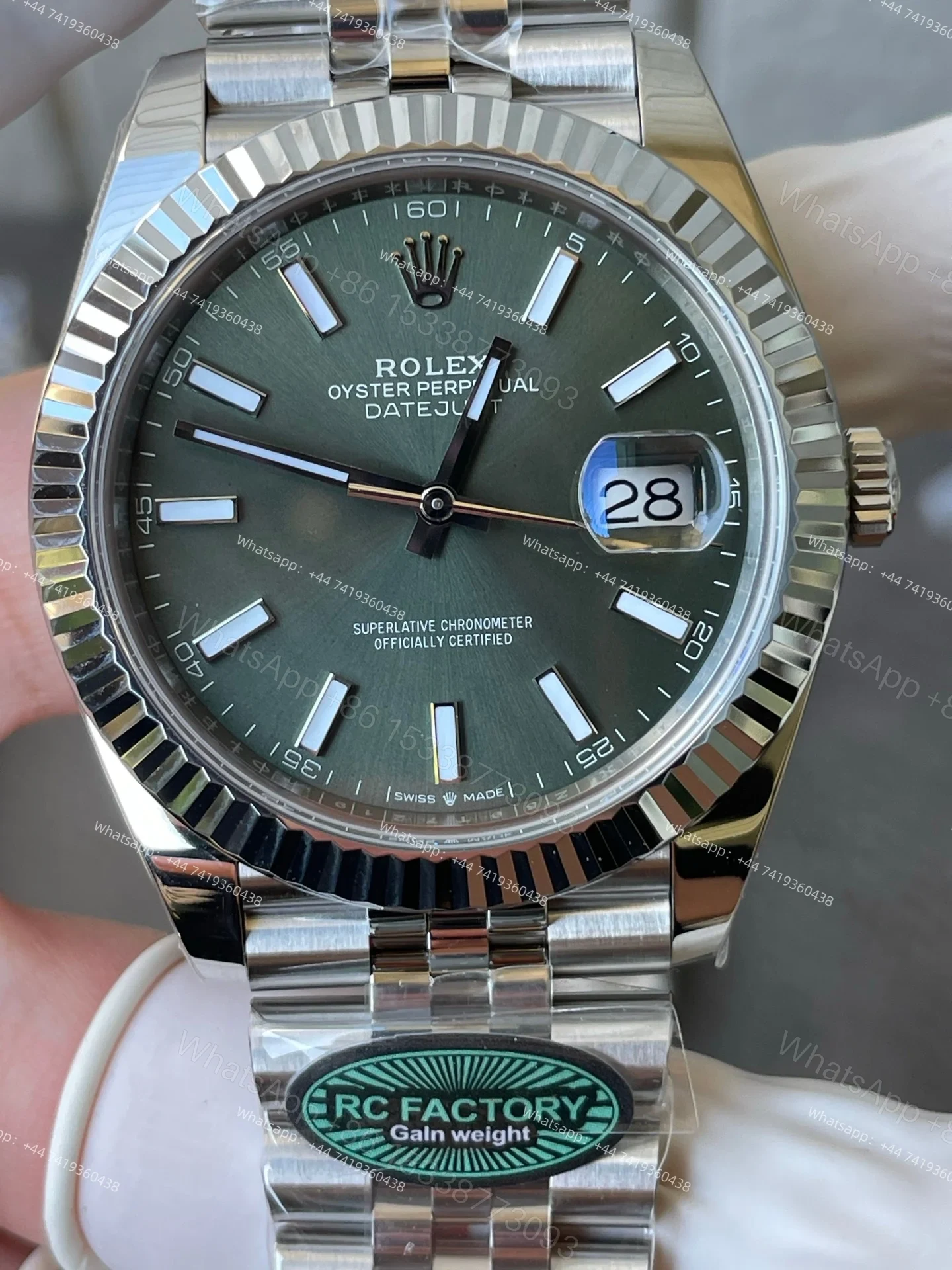 View 6 of Rolex Datejust M126334-0028 1:1 Replica Green Dial Jubilee 41MM 3235 Movement Super Clone Watch