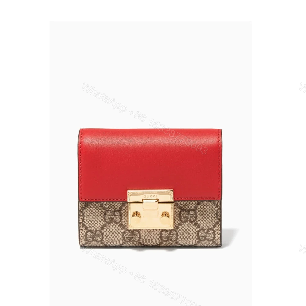 Gucci GG Supreme Padlock Wallet Red And Beige 11Cm — view 1