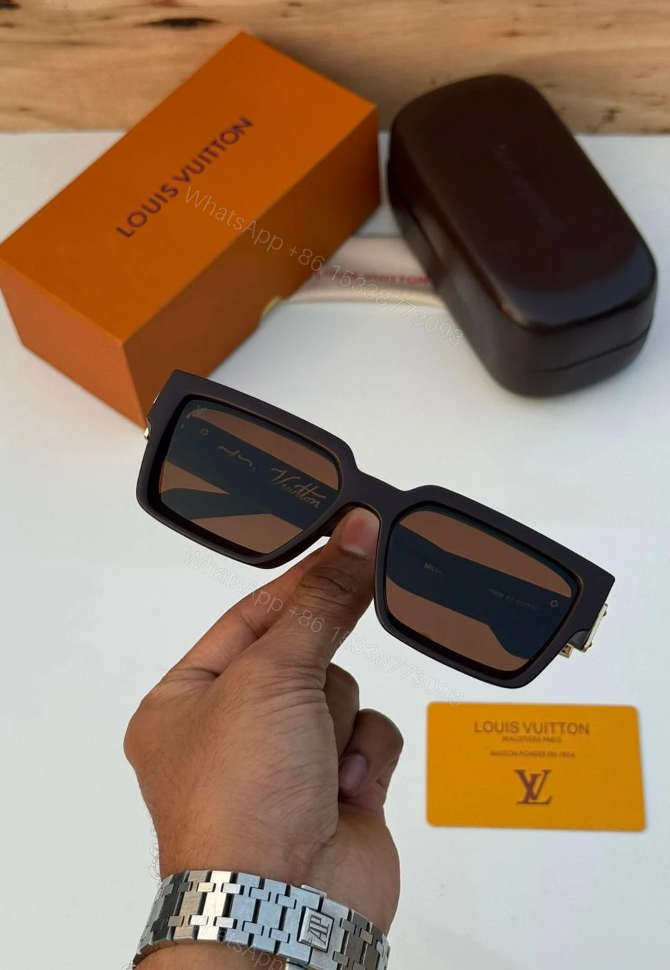 View 3 of Louis Vuitton 1.1 Millionaires Black-Brown Oversized Acetate