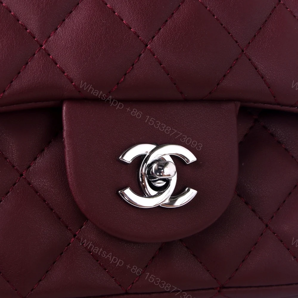 View 8 of Chanel Medium Classic Double Flap Burgundy Silver Hardware 27Cm