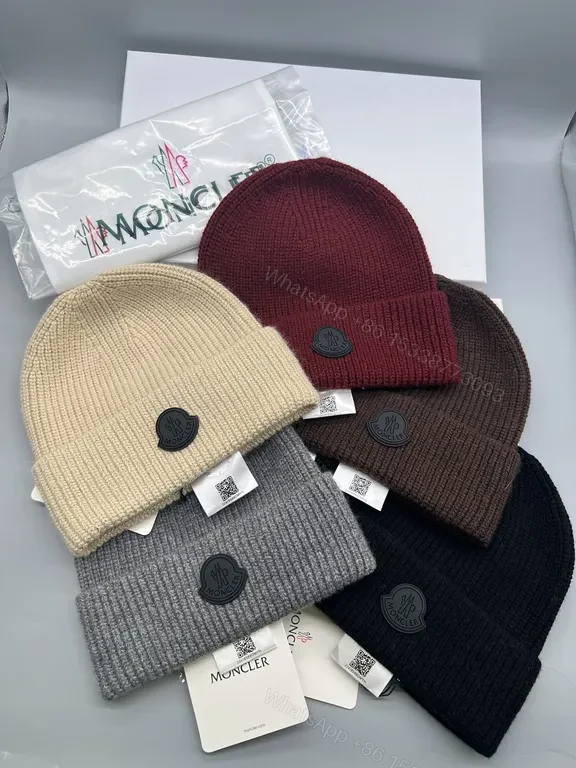 View 3 of Beige Moncler Ribbed Beanie â€” Premium Warmth & Subtle Luxury