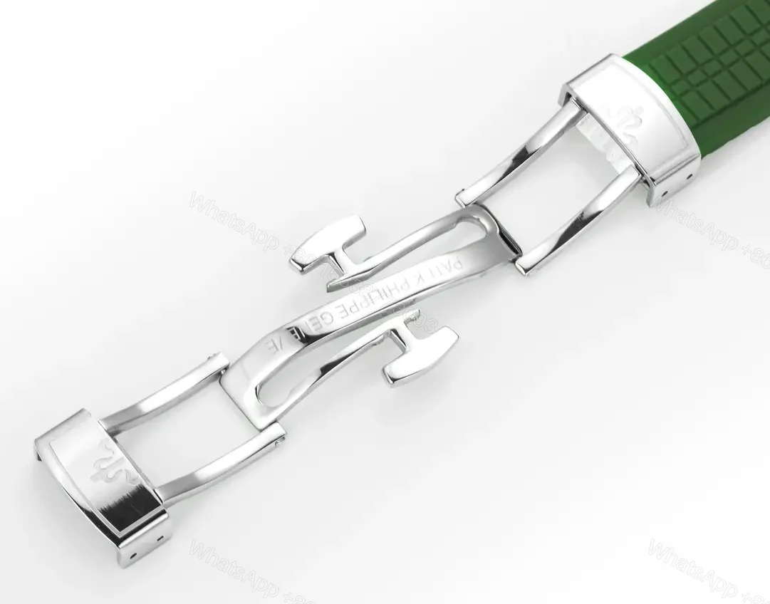 View 9 of Patek Philippe Aquanaut Luce 5268 Series Watch Green Dial with Diamond Bezel Stainless Steel and Satin Finish Composite Strap Modern Casual Elegant Style