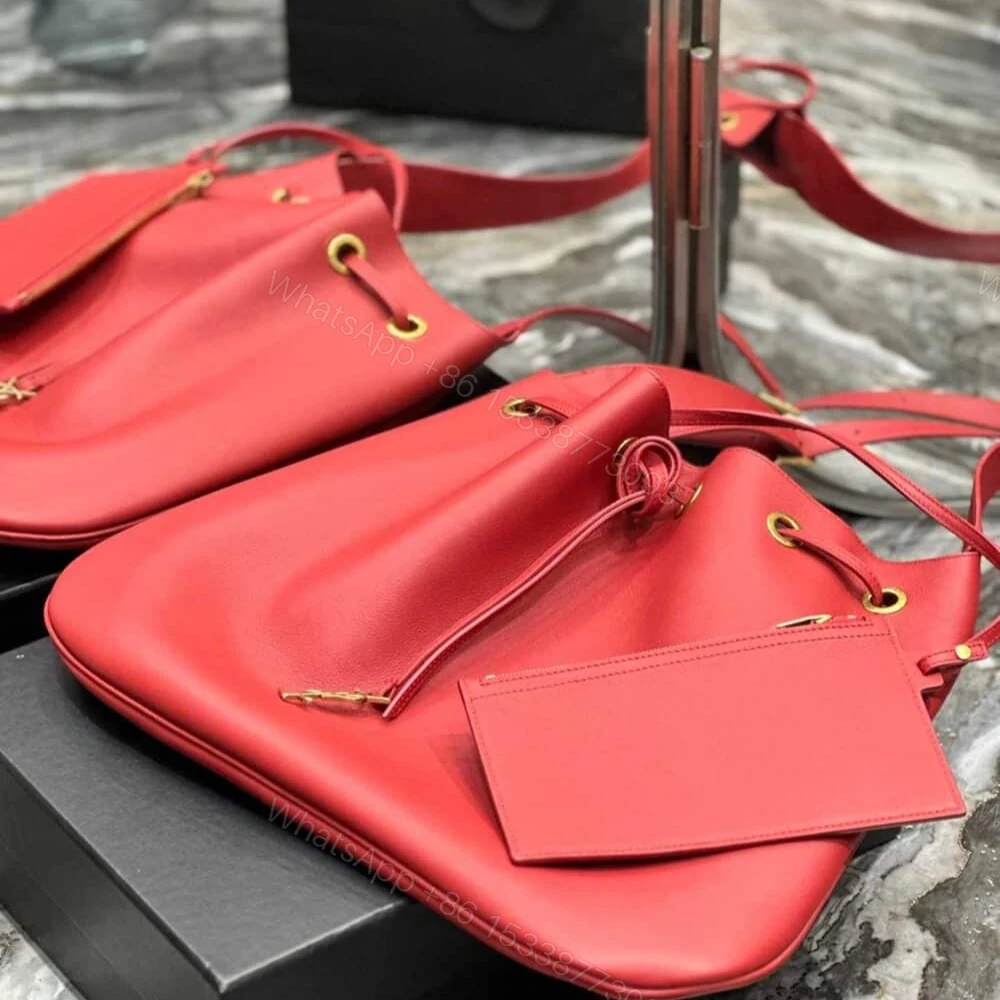 View 5 of Saint Laurent Paris VII Large Flat Hobo Bag In Smooth Bag Red 44Cm