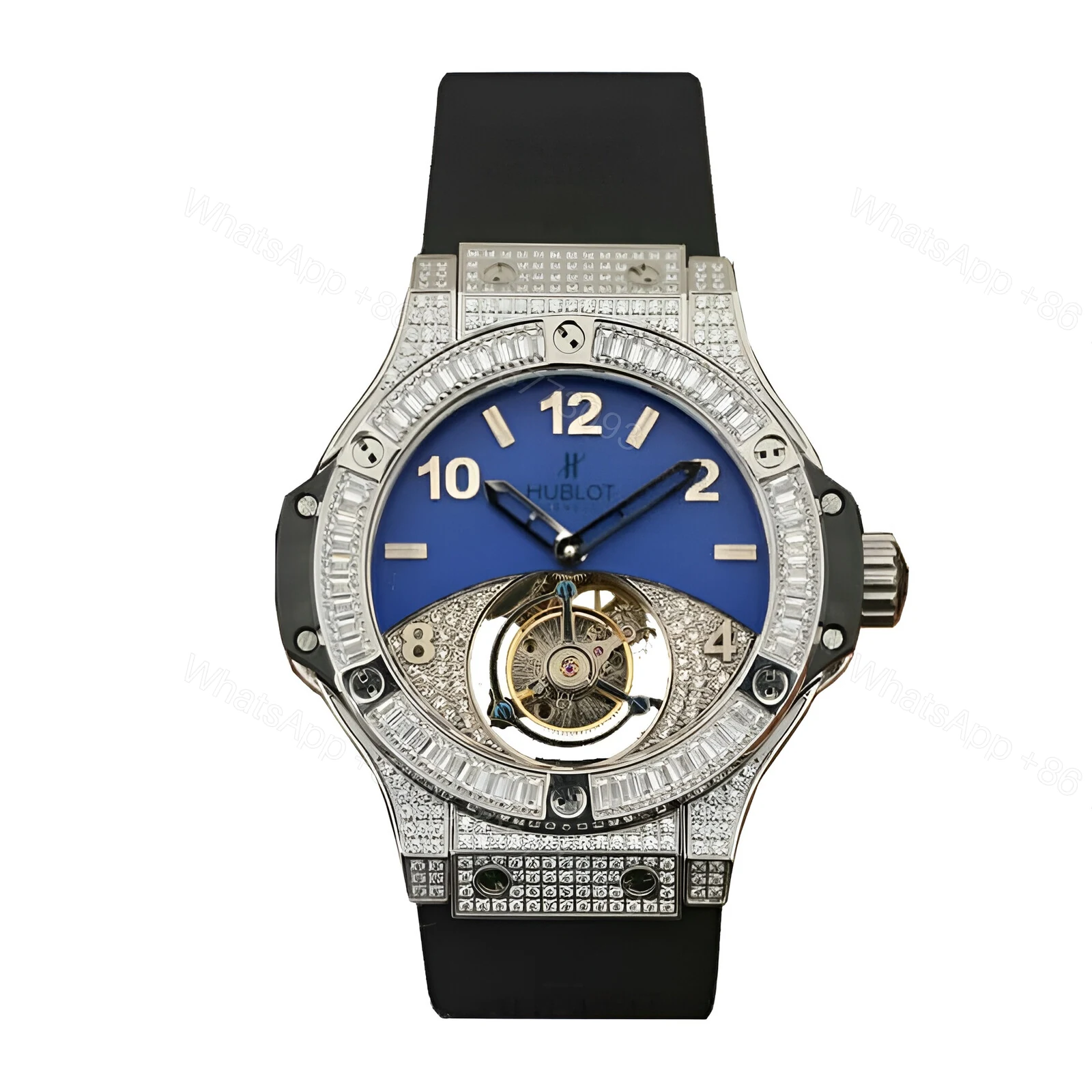 Hublot With Diamonds Blue Replica — view 1