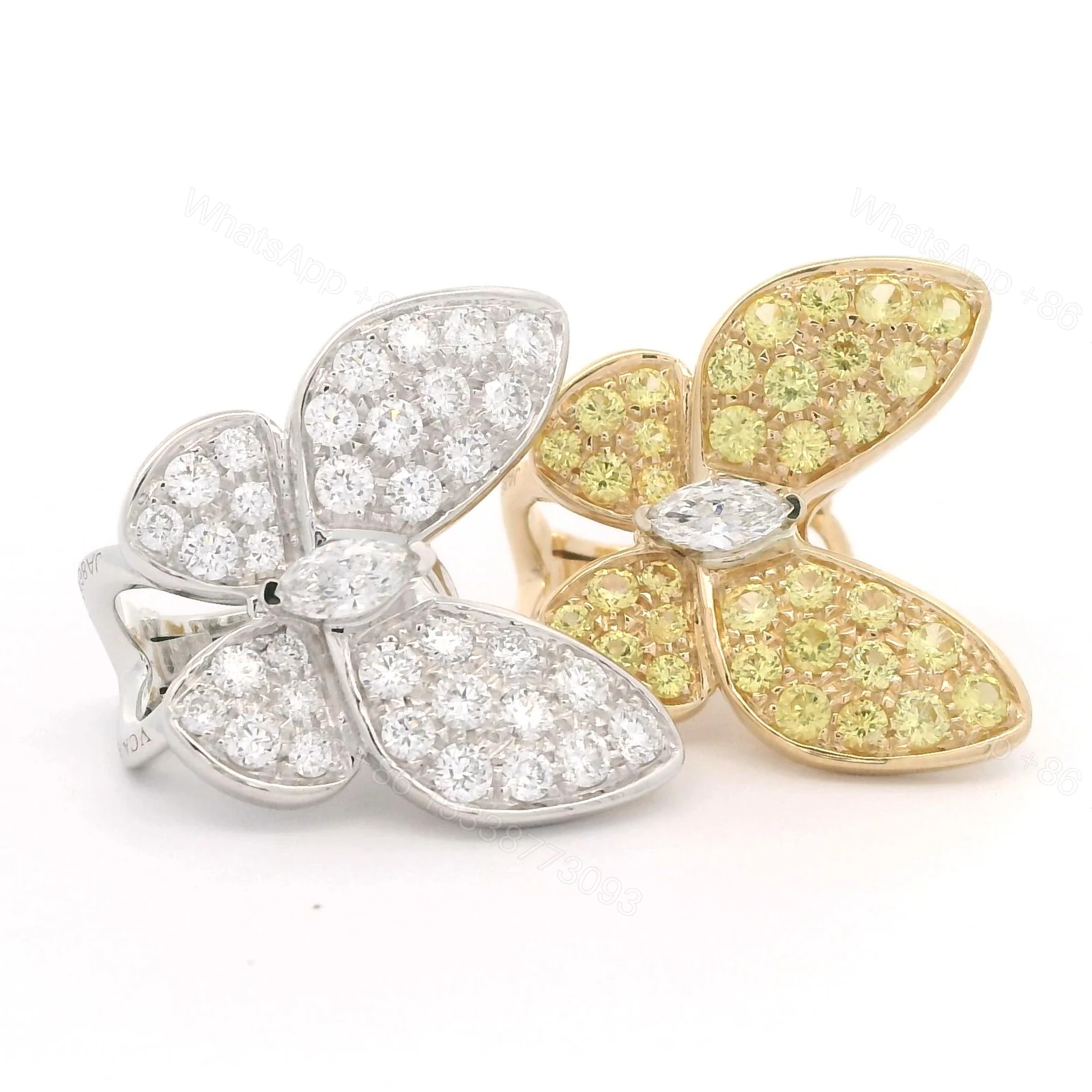 View 2 of Van Cleef & Arpels Double Butterfly Diamond, Sapphire Earrings