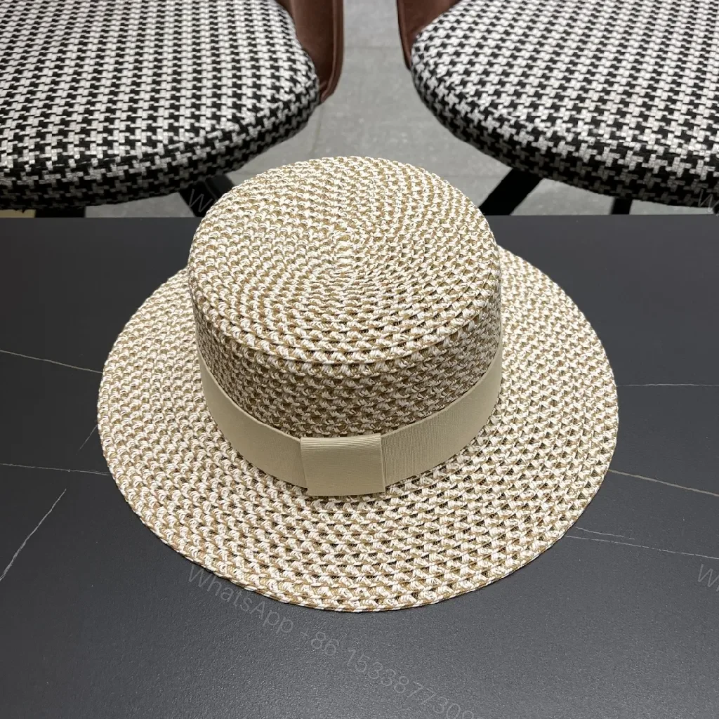 View 9 of Sun-Kissed Straw Boater with Luxe Logo Band