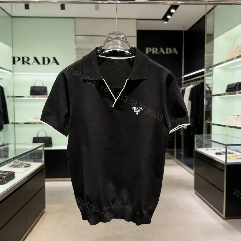 View 9 of Premium Black Polo Knit with Subtle Detailing Polo Knit Tee