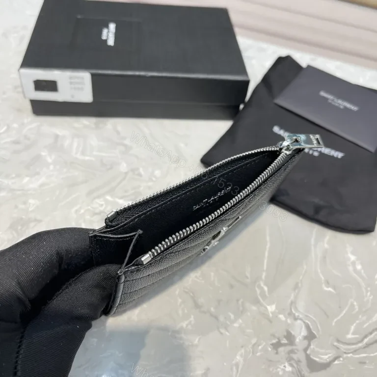 View 8 of Quilted Leather Cardholder: Signature YSL Elegance