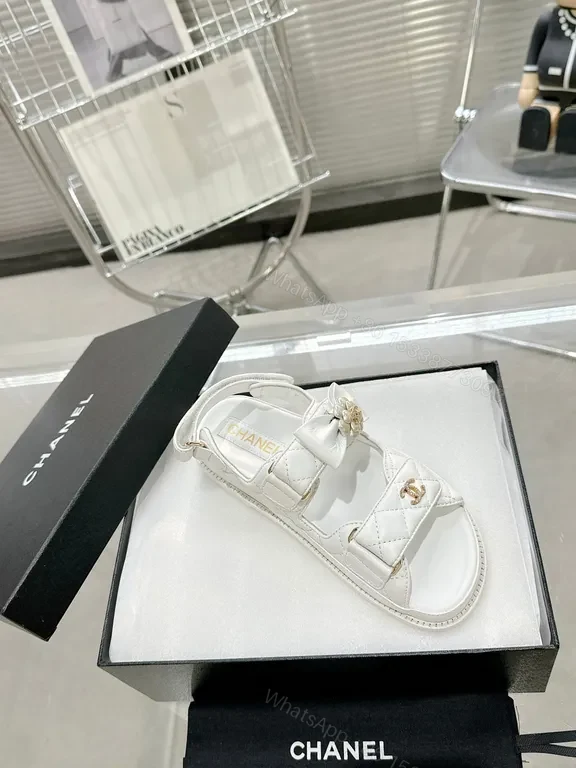 View 5 of White Lux Sandals: Quilted, Bow-Accent, Gold-Detail, Comfort Fit
