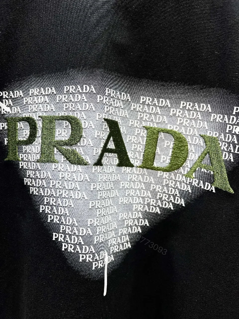 View 8 of Black Graphic Tee: Premium Prada Triangle Logo, Modern Streetwear