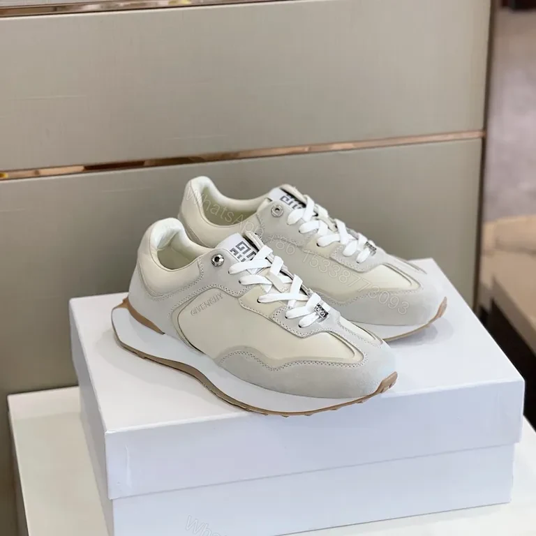 View 7 of Ivory Leather Suede Sneakers - Subtle Luxe City Style