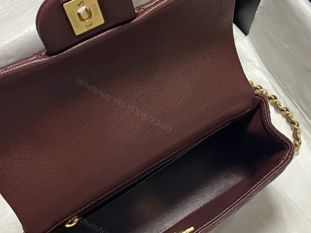 View 6 of Burgundy Quilted Mini Bag with Gold Chain - Chic & Compact