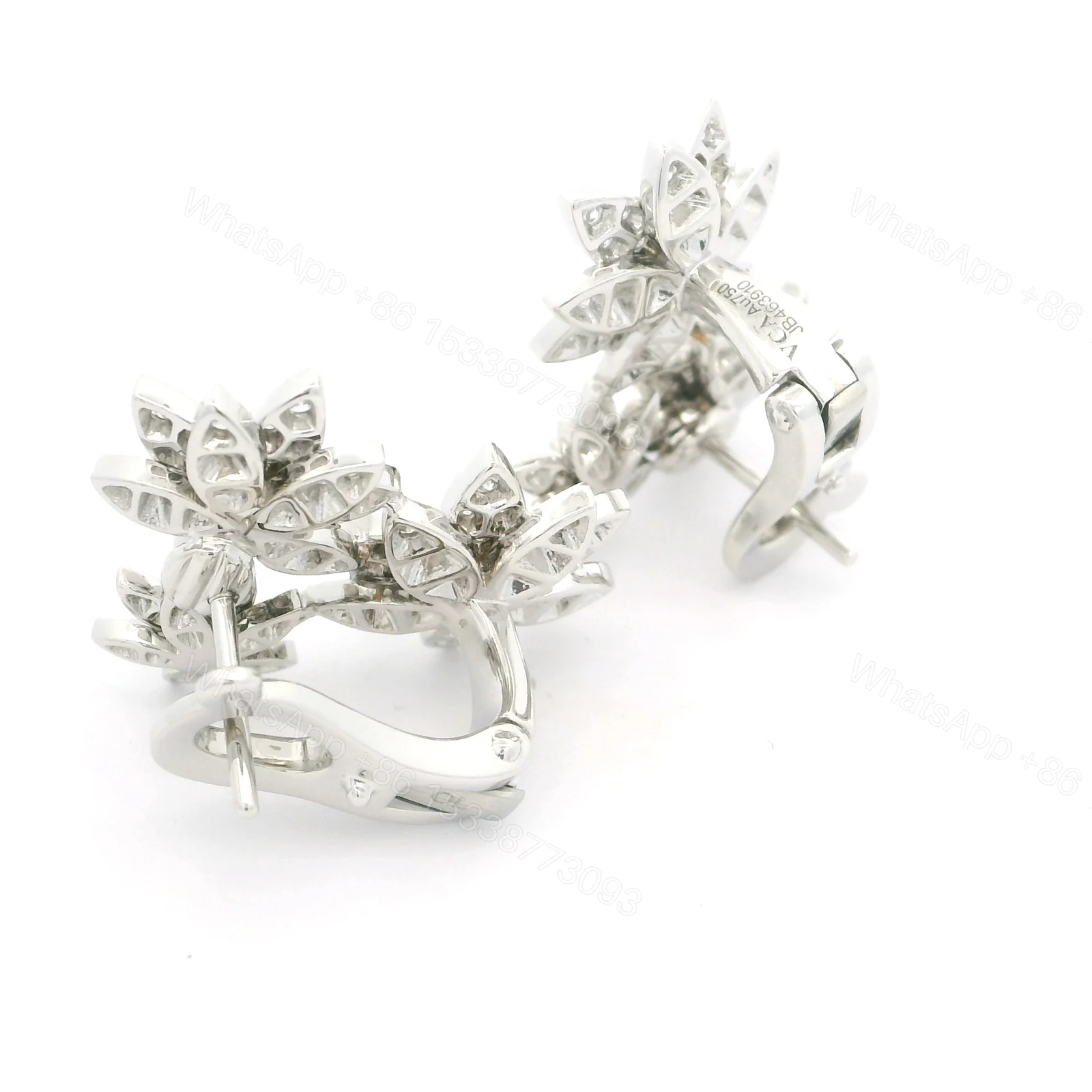 View 6 of 18K Van Cleef & Arpels Lady Lotus 3 Flowers Earrings
