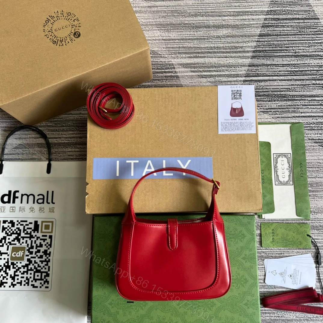 View 3 of GG JACKIE MINI 19 SHOULDER BAG IN CHERRY RED CALFSKIN