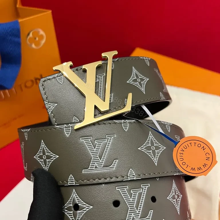 View 6 of Chic Monogram Belt: Luxury LV-Style Gold Buckle Belt