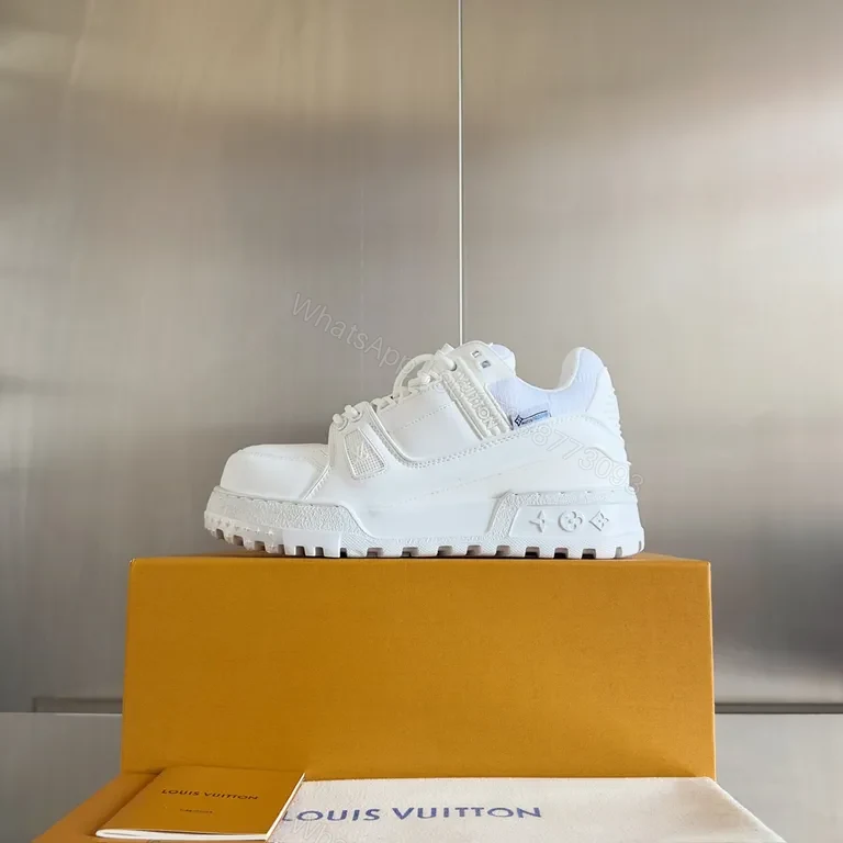 View 6 of White Signature Luxe Sneakers: LV-Inspired, All-White High Tops