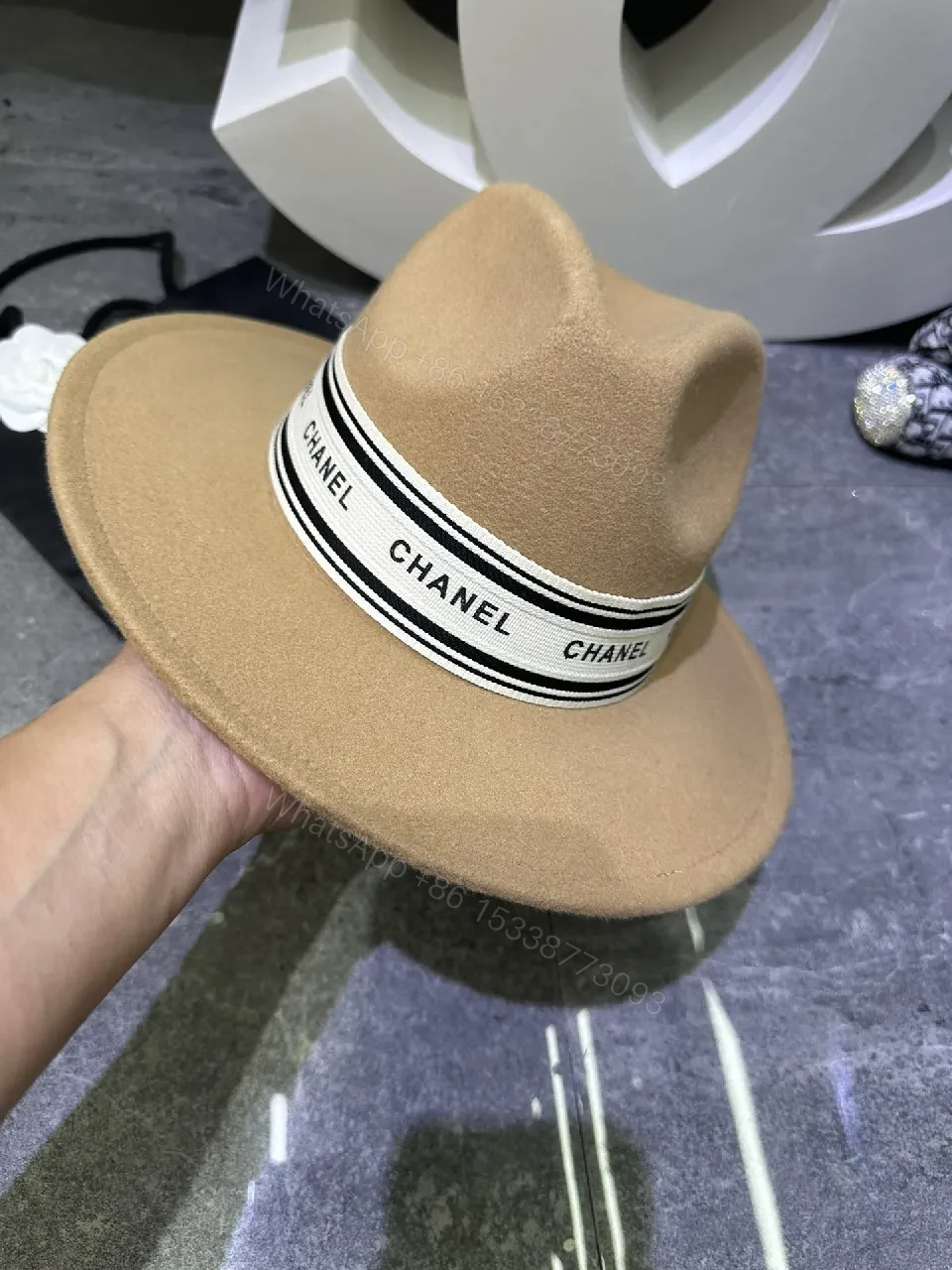 View 7 of Chanel-Inspired Felt Fedora: Structured Luxury Hat