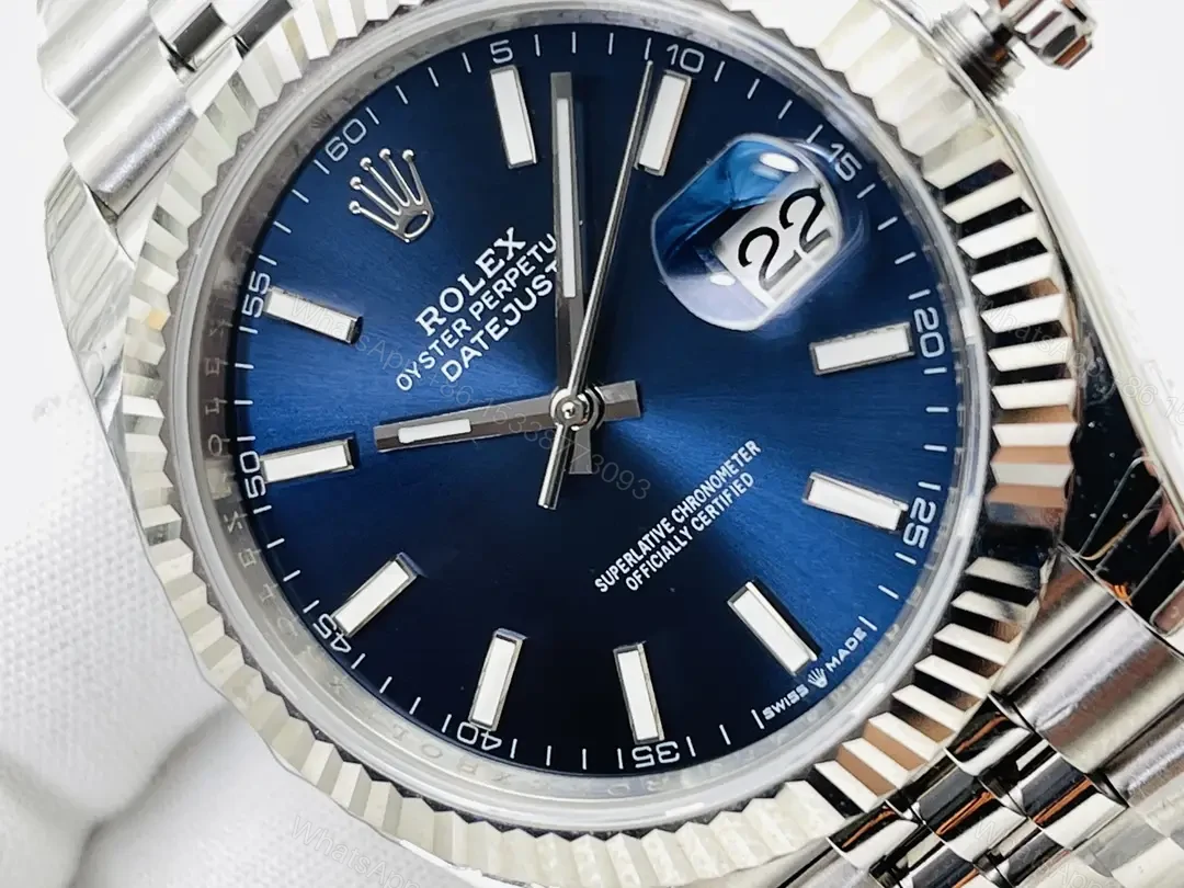 View 4 of Rolex Datejust 41 Stainless Steel Fluted Jubilee Blue Dial 126334-0002
